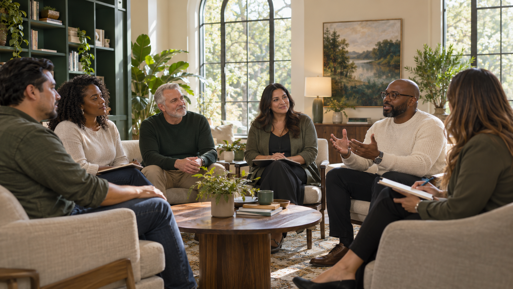 Men and women from varied backgrounds participating in professional compassionate-care education
